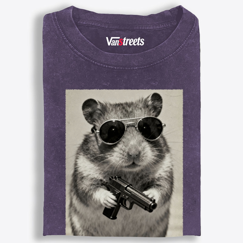 Badass Hamster Retro Washed T-Shirt | 100% Cotton | Streetwear Essential