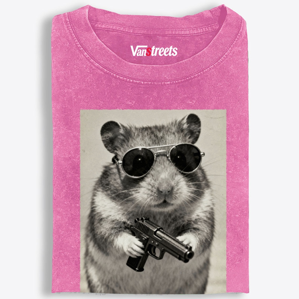Badass Hamster Retro Washed T-Shirt | 100% Cotton | Streetwear Essential