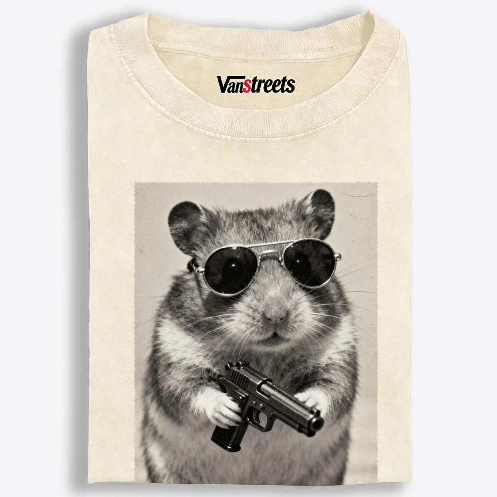 Badass Hamster Retro Washed T-Shirt | 100% Cotton | Streetwear Essential