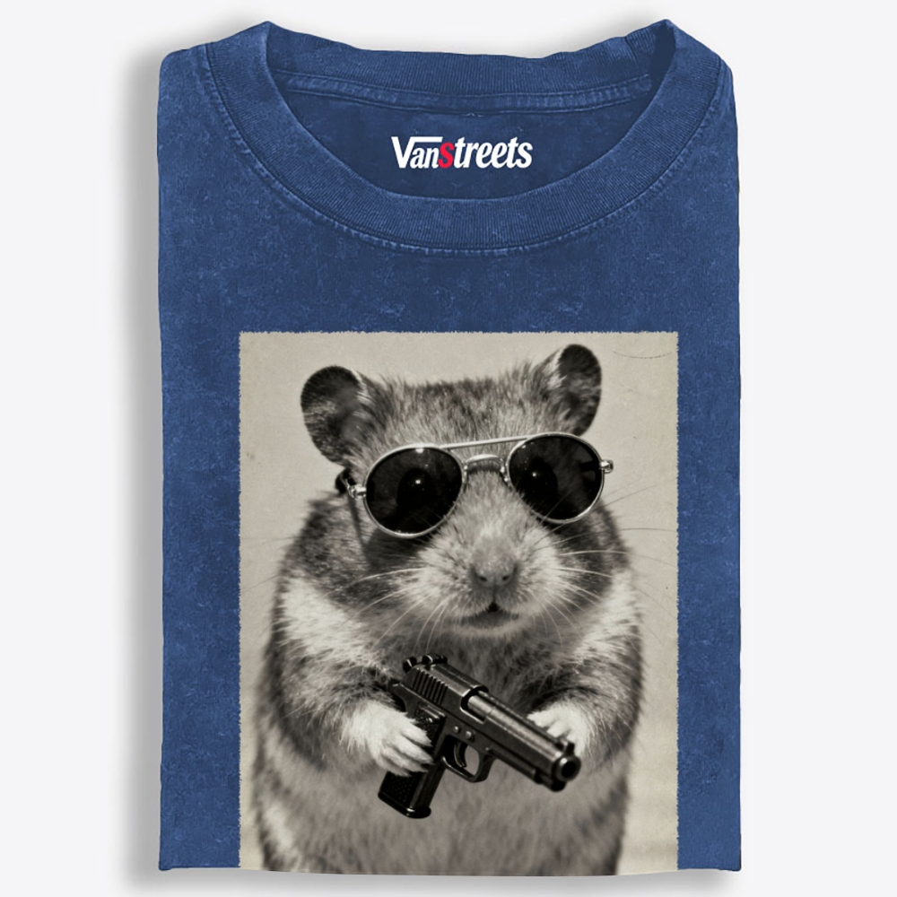 Badass Hamster Retro Washed T-Shirt | 100% Cotton | Streetwear Essential