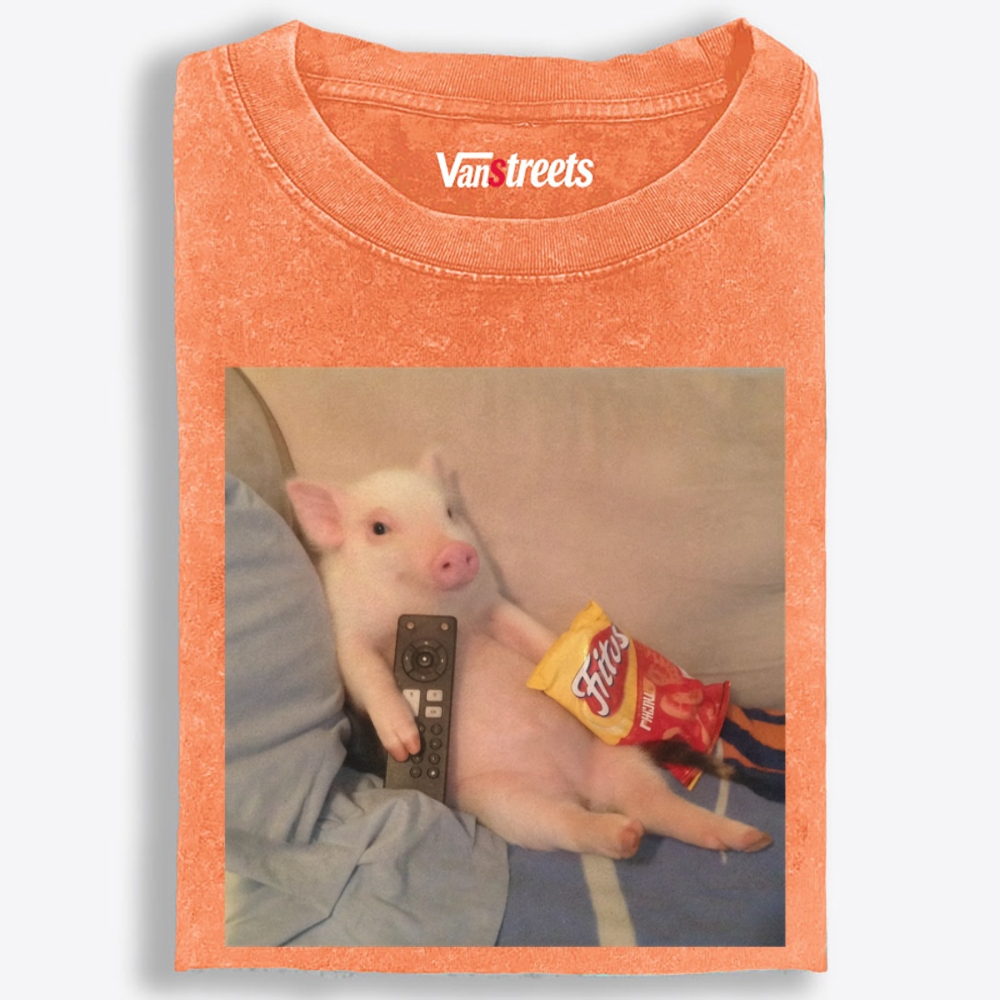 Chill Pig Retro Washed T-Shirt | 100% Cotton | Streetwear Essential