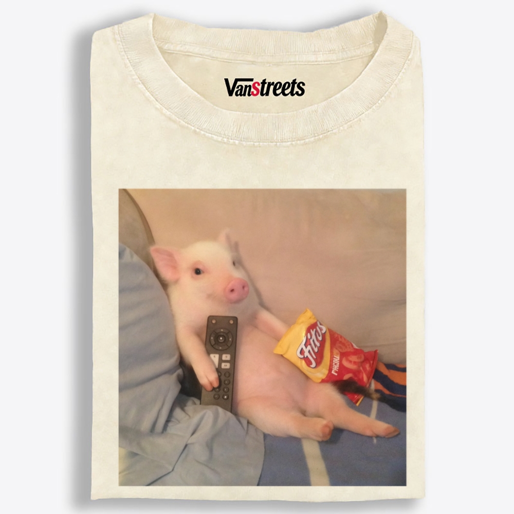 Chill Pig Retro Washed T-Shirt | 100% Cotton | Streetwear Essential