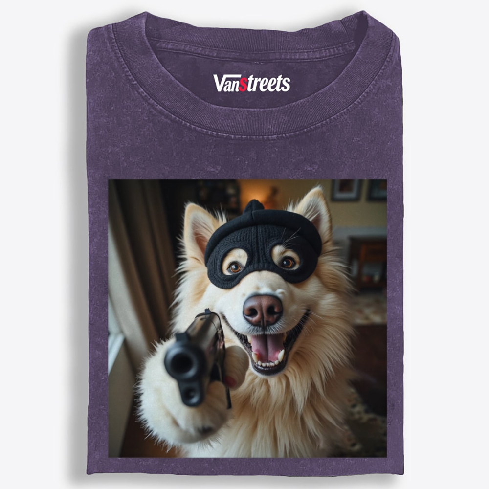 Masked Gun Dog Retro Washed T-Shirt | 100% Cotton | Streetwear Essential