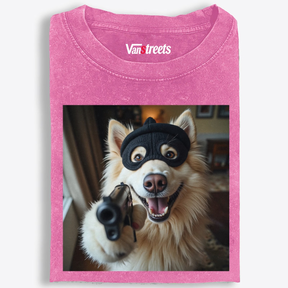 Masked Gun Dog Retro Washed T-Shirt | 100% Cotton | Streetwear Essential