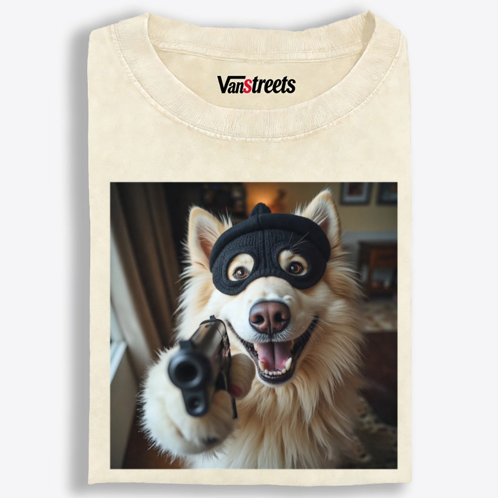 Masked Gun Dog Retro Washed T-Shirt | 100% Cotton | Streetwear Essential