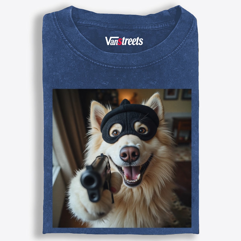 Masked Gun Dog Retro Washed T-Shirt | 100% Cotton | Streetwear Essential