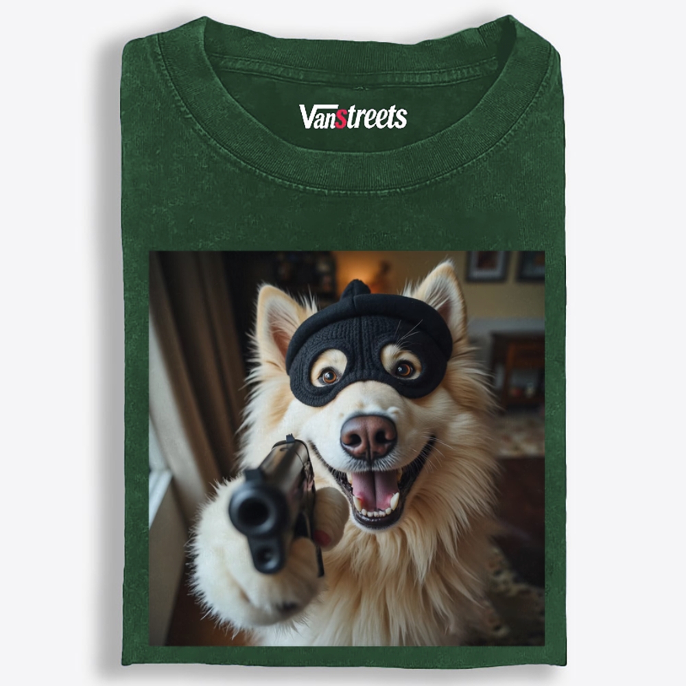 Masked Gun Dog Retro Washed T-Shirt | 100% Cotton | Streetwear Essential