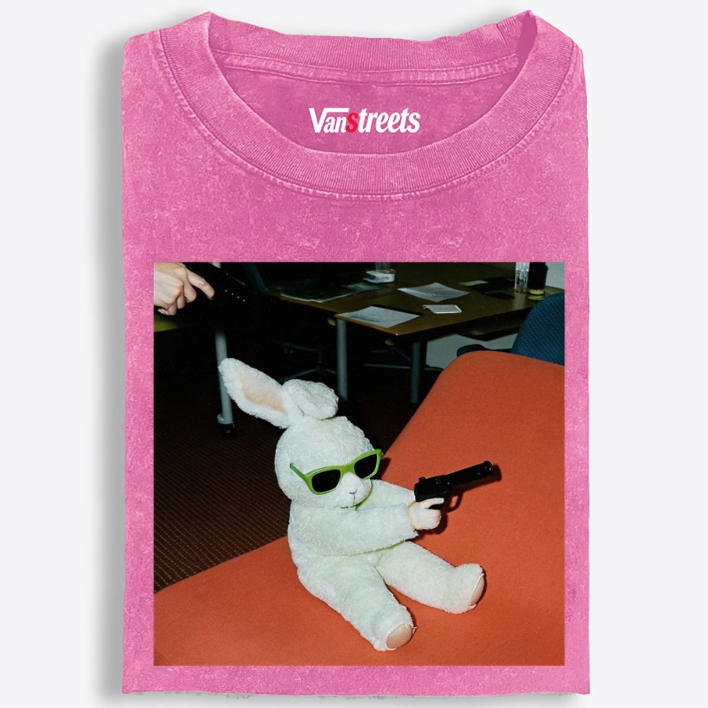Sunglasses Gun Bunny Retro Washed T-Shirt | 100% Cotton | Streetwear Essential
