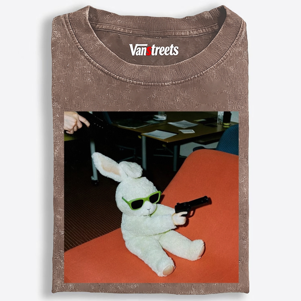 Sunglasses Gun Bunny Retro Washed T-Shirt | 100% Cotton | Streetwear Essential