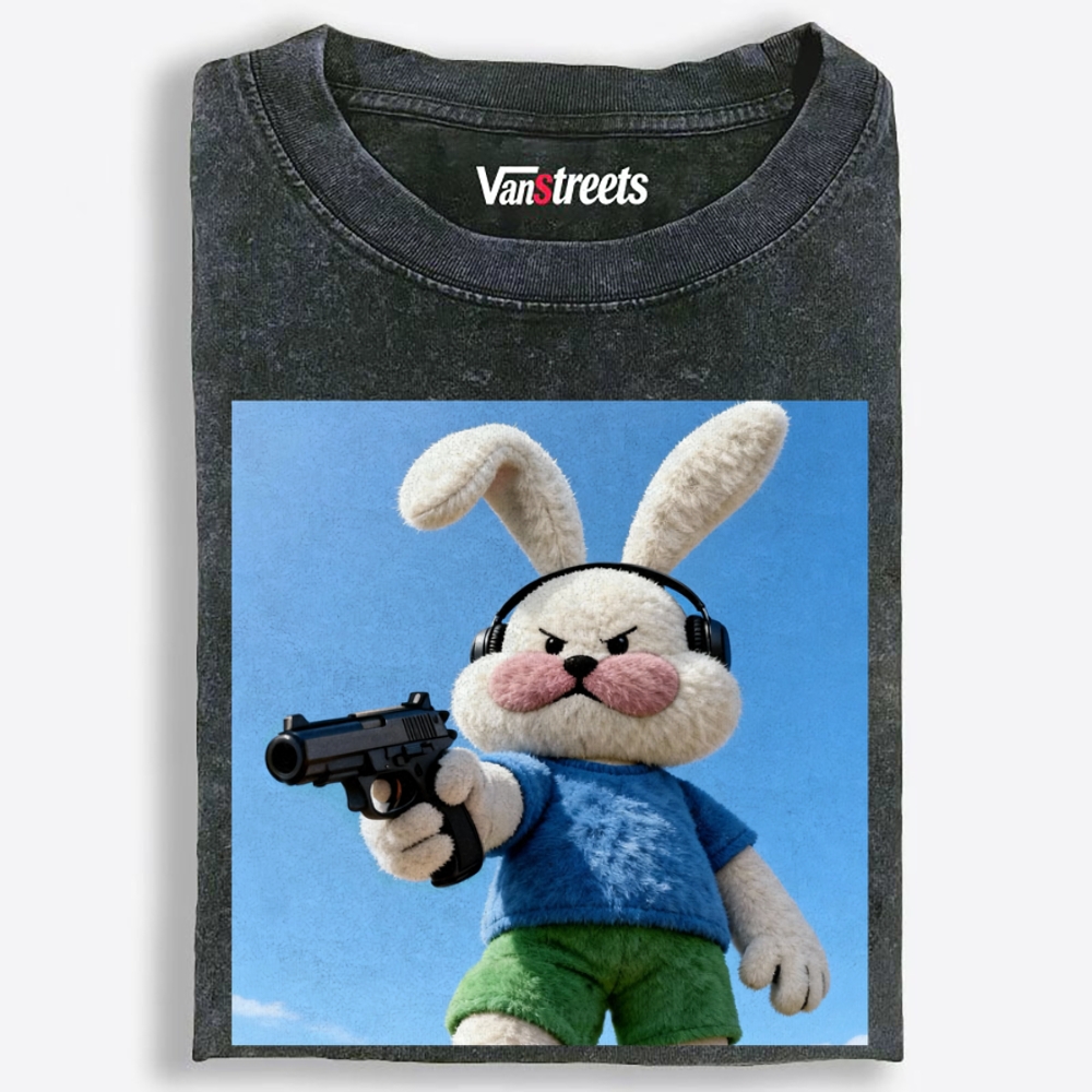 Killer Plush Bunny Retro Washed T-Shirt | 100% Cotton | Streetwear Essential