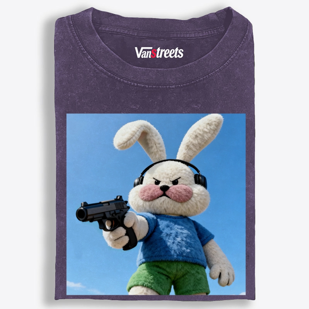 Killer Plush Bunny Retro Washed T-Shirt | 100% Cotton | Streetwear Essential