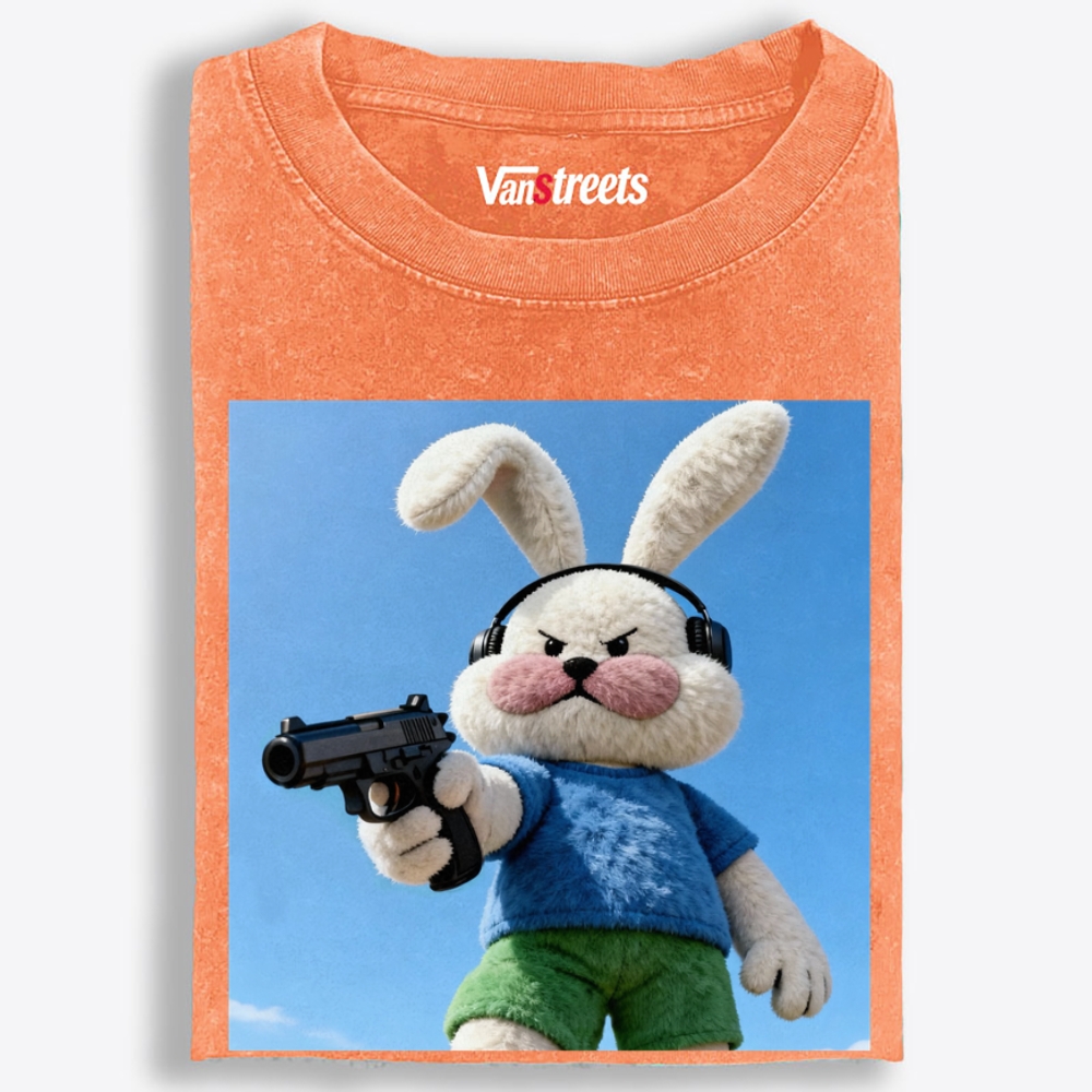 Killer Plush Bunny Retro Washed T-Shirt | 100% Cotton | Streetwear Essential