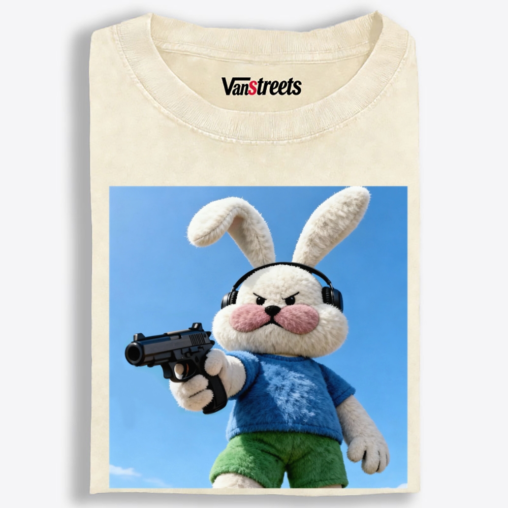 Killer Plush Bunny Retro Washed T-Shirt | 100% Cotton | Streetwear Essential