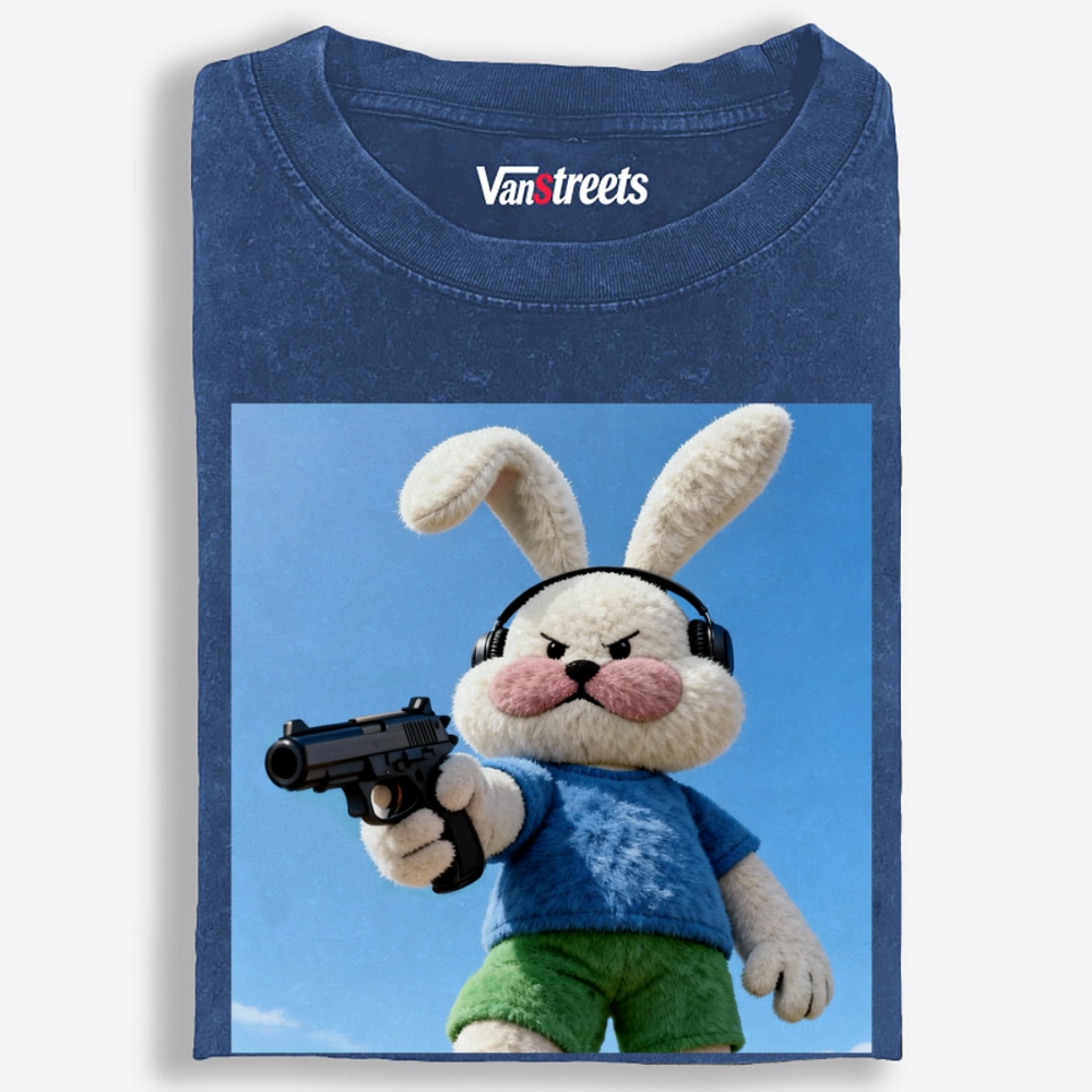 Killer Plush Bunny Retro Washed T-Shirt | 100% Cotton | Streetwear Essential