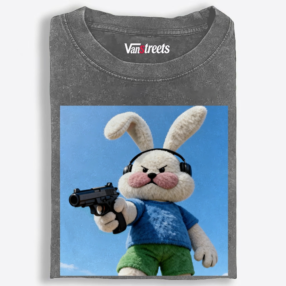 Killer Plush Bunny Retro Washed T-Shirt | 100% Cotton | Streetwear Essential