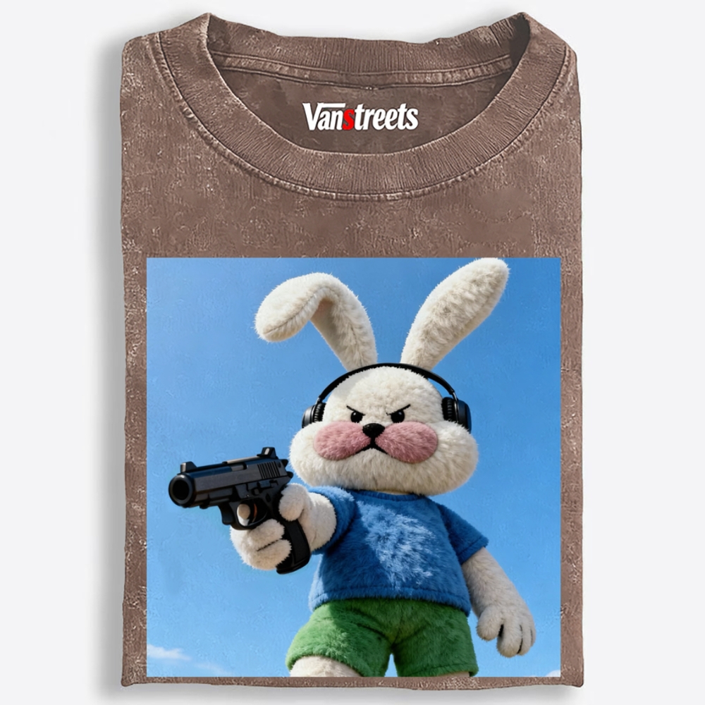 Killer Plush Bunny Retro Washed T-Shirt | 100% Cotton | Streetwear Essential