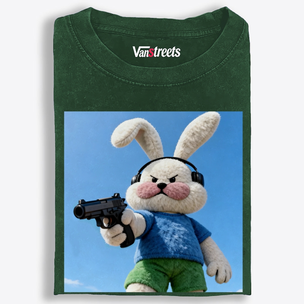 Killer Plush Bunny Retro Washed T-Shirt | 100% Cotton | Streetwear Essential