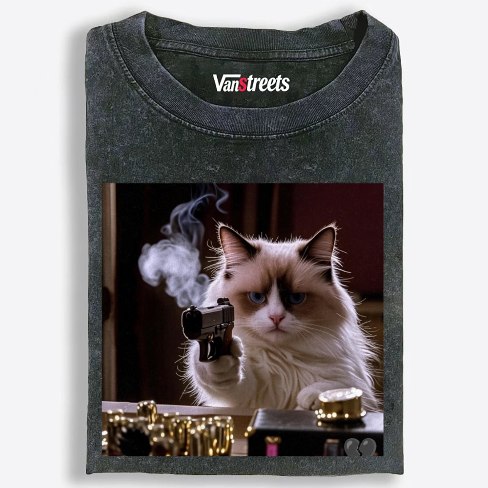 Hitman Ragdoll Cat Retro Washed T-Shirt | 100% Cotton | Streetwear Essential