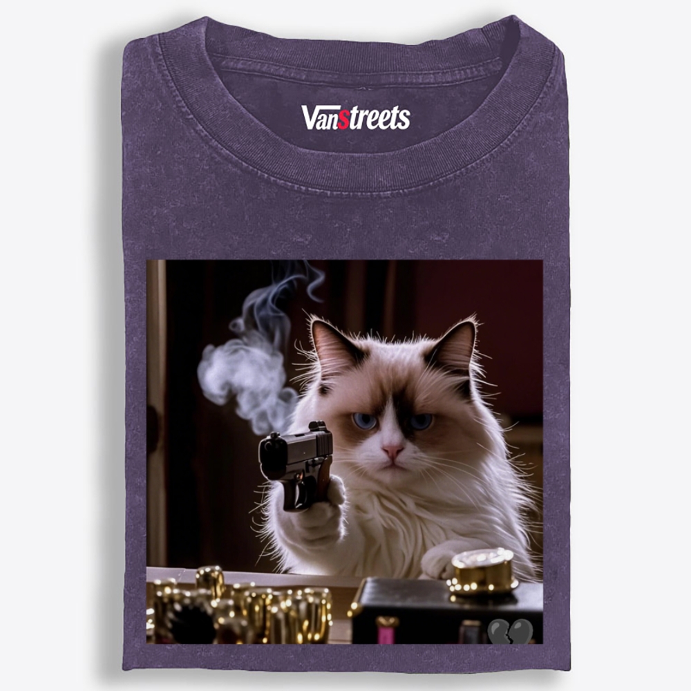 Hitman Ragdoll Cat Retro Washed T-Shirt | 100% Cotton | Streetwear Essential