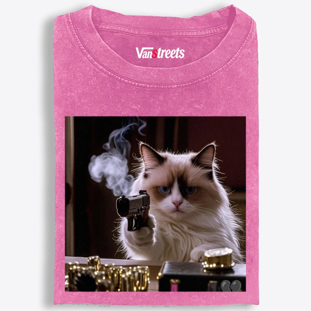 Hitman Ragdoll Cat Retro Washed T-Shirt | 100% Cotton | Streetwear Essential