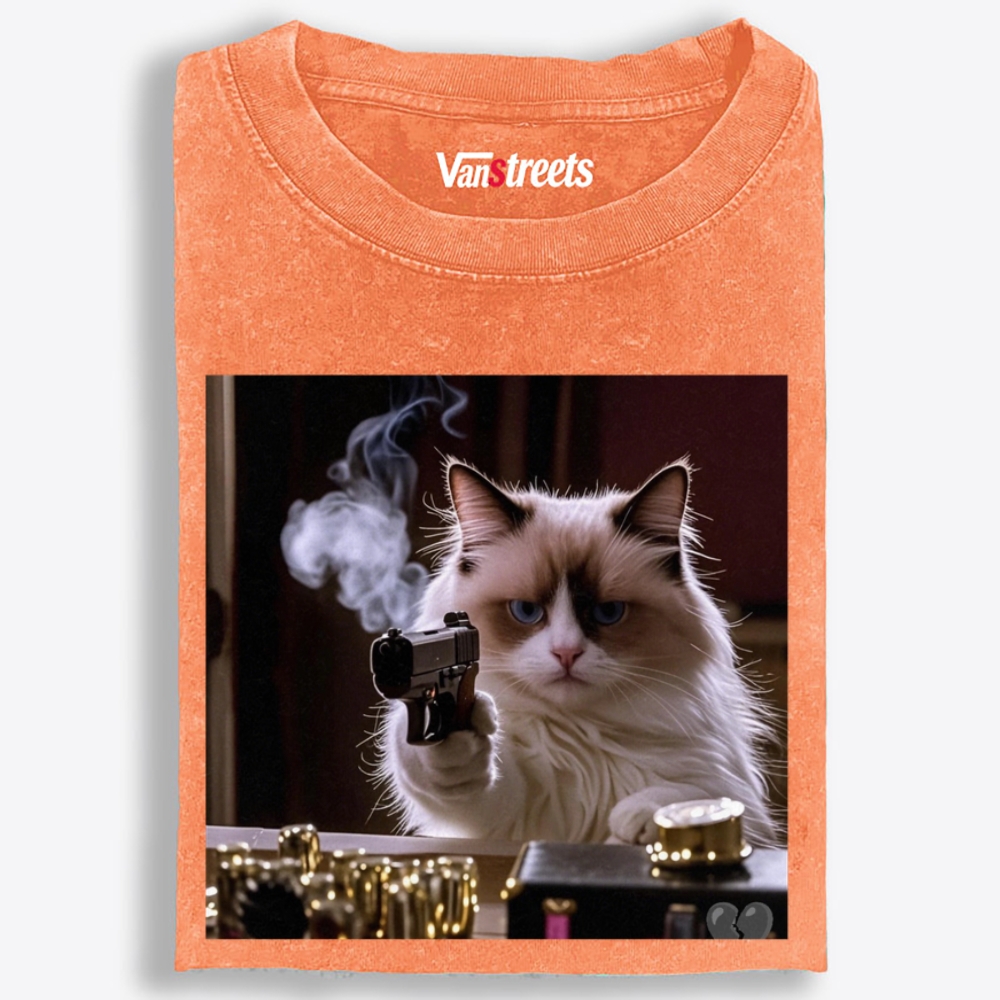 Hitman Ragdoll Cat Retro Washed T-Shirt | 100% Cotton | Streetwear Essential