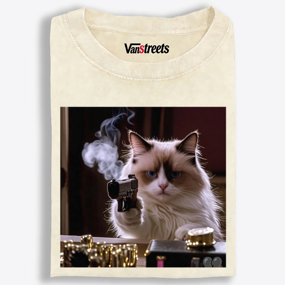 Hitman Ragdoll Cat Retro Washed T-Shirt | 100% Cotton | Streetwear Essential