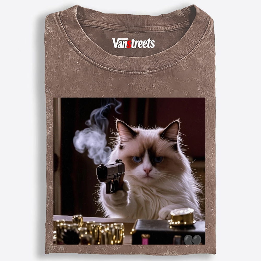 Hitman Ragdoll Cat Retro Washed T-Shirt | 100% Cotton | Streetwear Essential