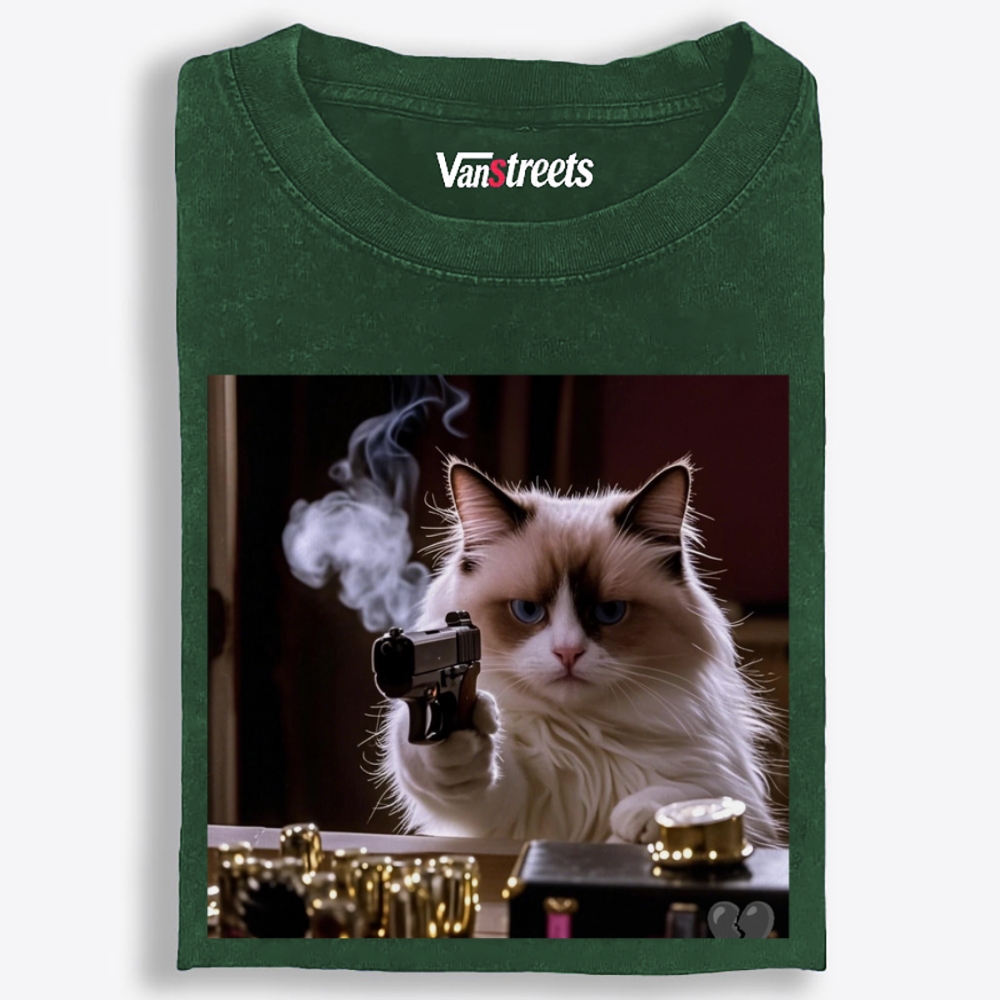 Hitman Ragdoll Cat Retro Washed T-Shirt | 100% Cotton | Streetwear Essential