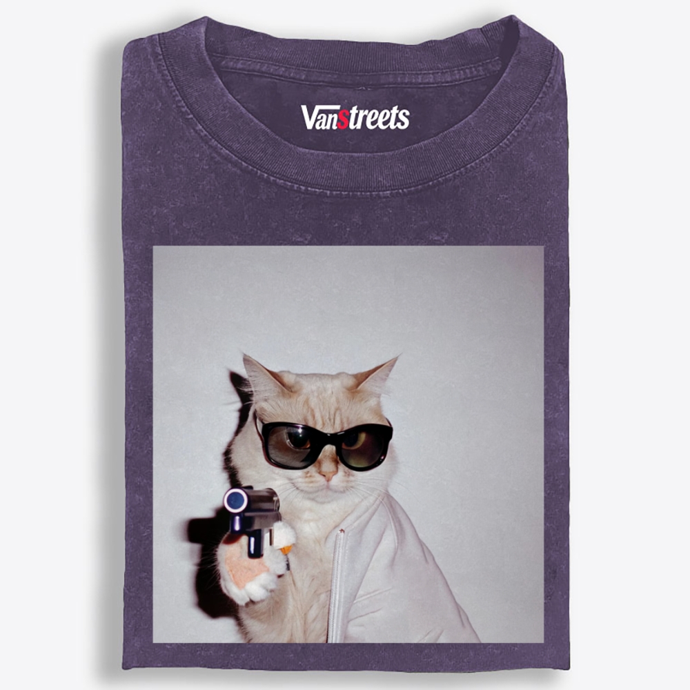 Spy Cat Retro Washed T-Shirt | 100% Cotton | Streetwear Essential