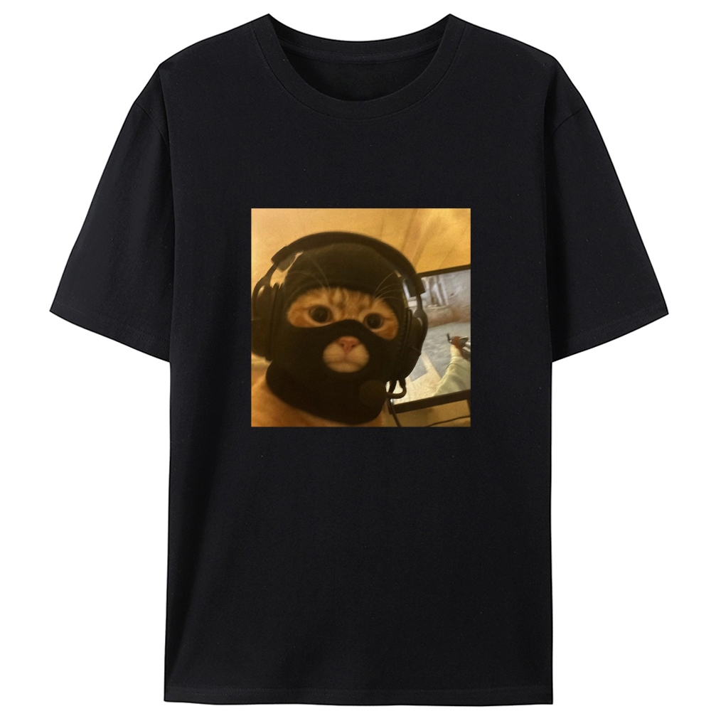 CS:GO Balaclava Cat Meme Retro Designed for Women - Slim Fit Cotton Tee