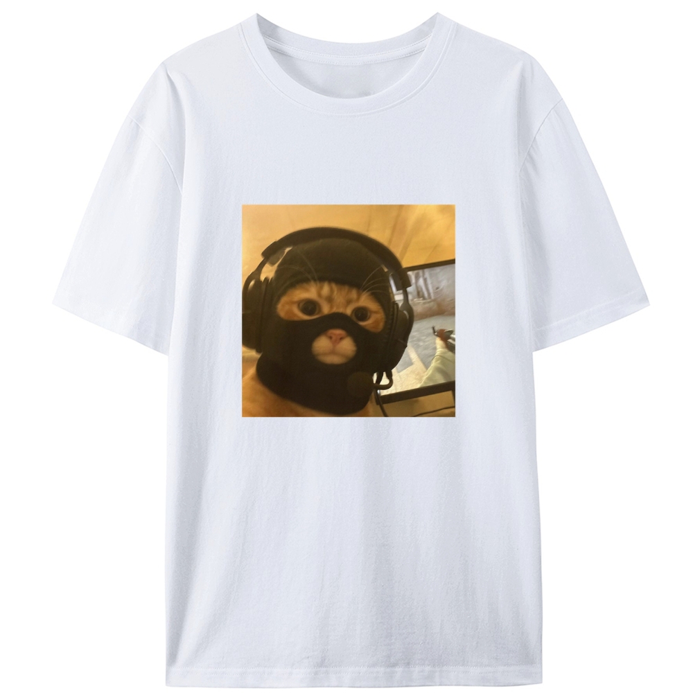 CS:GO Balaclava Cat Meme Retro Designed for Women - Slim Fit Cotton Tee