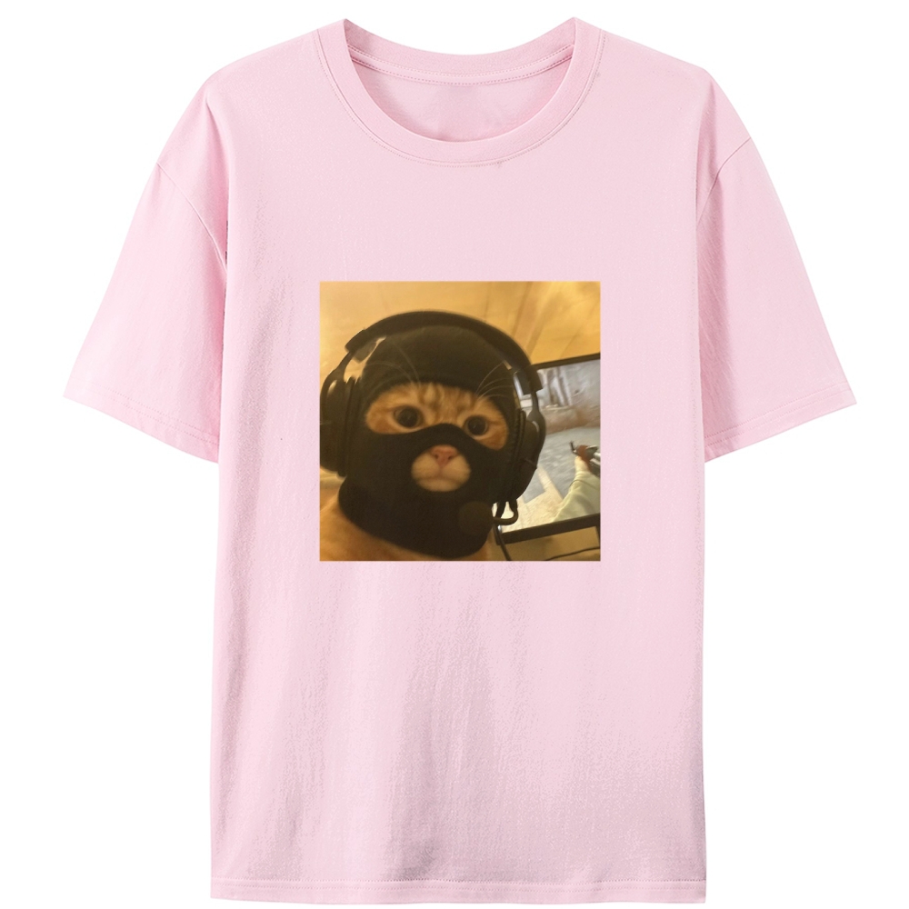 CS:GO Balaclava Cat Meme Retro Designed for Women - Slim Fit Cotton Tee