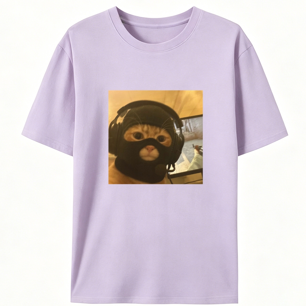 CS:GO Balaclava Cat Meme Retro Designed for Women - Slim Fit Cotton Tee
