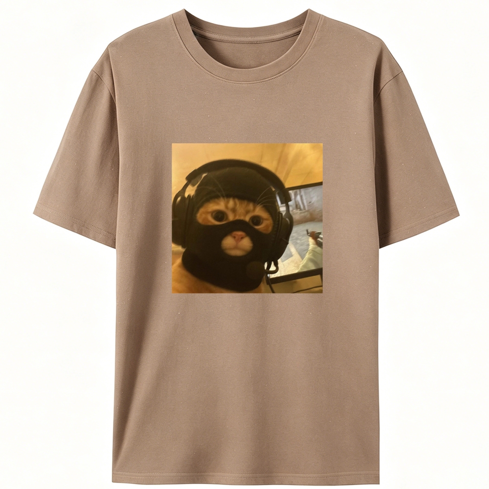 CS:GO Balaclava Cat Meme Retro Designed for Women - Slim Fit Cotton Tee