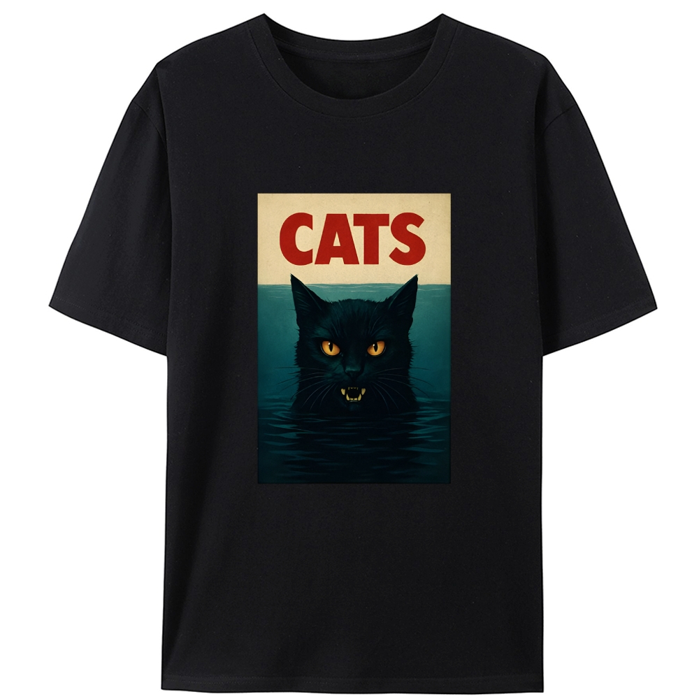 CATS (Jaws Parody) Retro Designed for Women - Slim Fit Cotton Tee