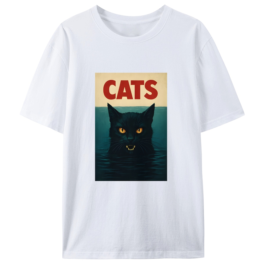 CATS (Jaws Parody) Retro Designed for Women - Slim Fit Cotton Tee