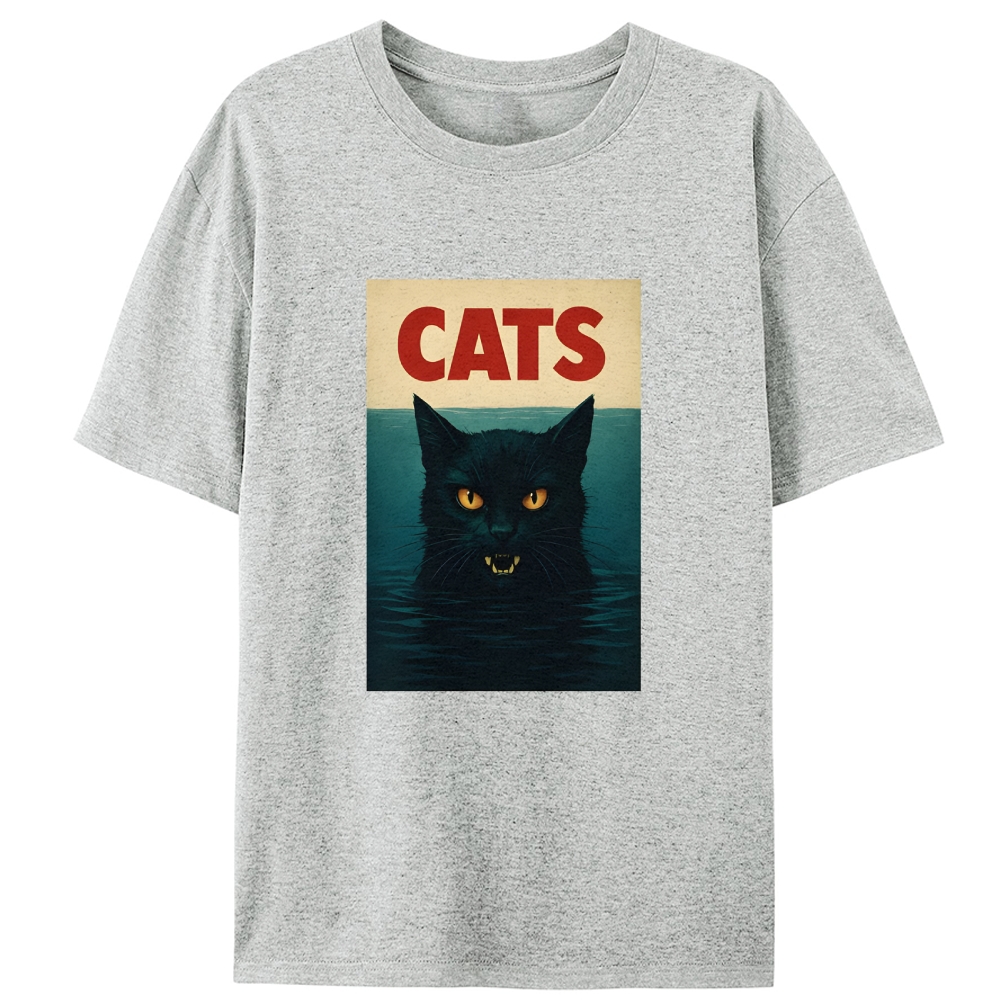 CATS (Jaws Parody) Retro Designed for Women - Slim Fit Cotton Tee