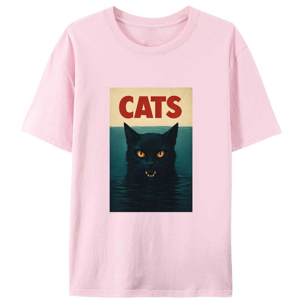 CATS (Jaws Parody) Retro Designed for Women - Slim Fit Cotton Tee