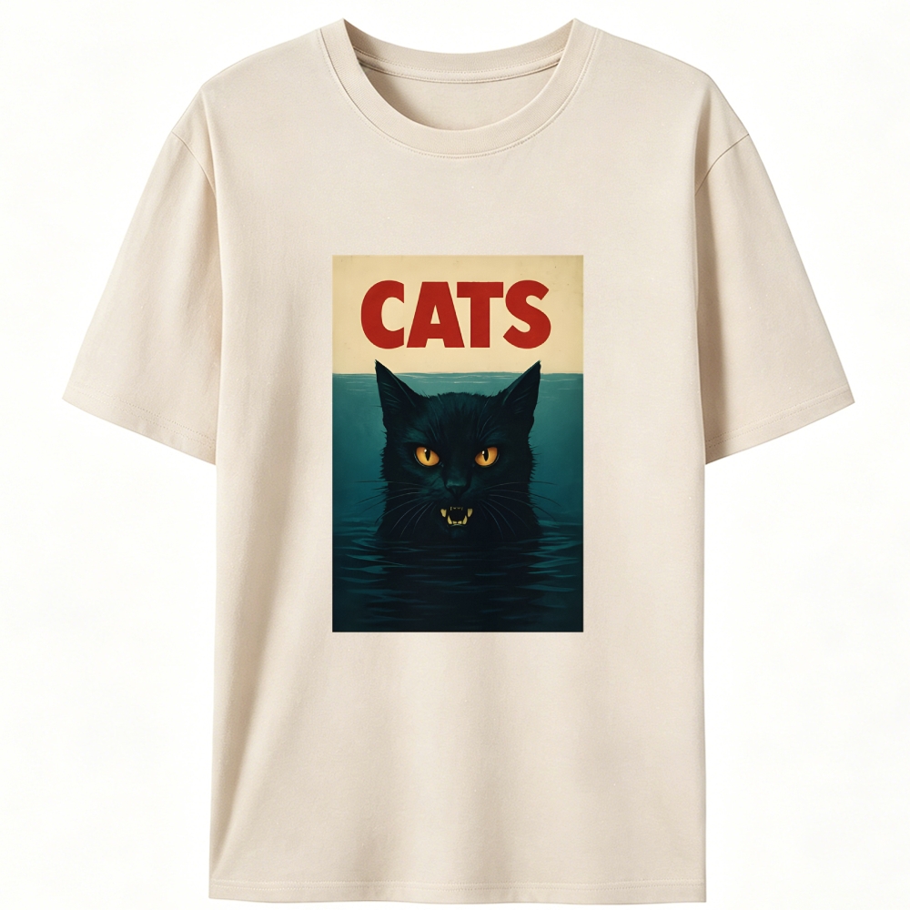 CATS (Jaws Parody) Retro Designed for Women - Slim Fit Cotton Tee