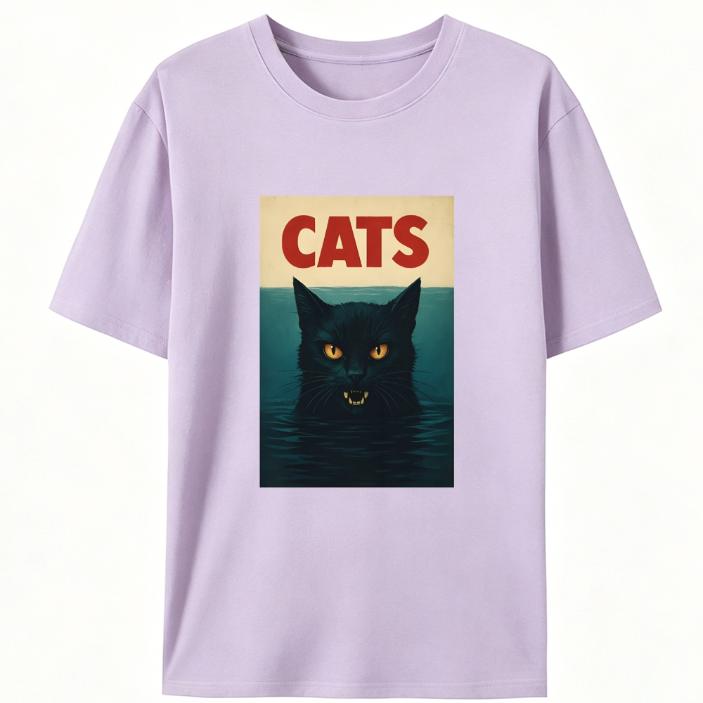 CATS (Jaws Parody) Retro Designed for Women - Slim Fit Cotton Tee