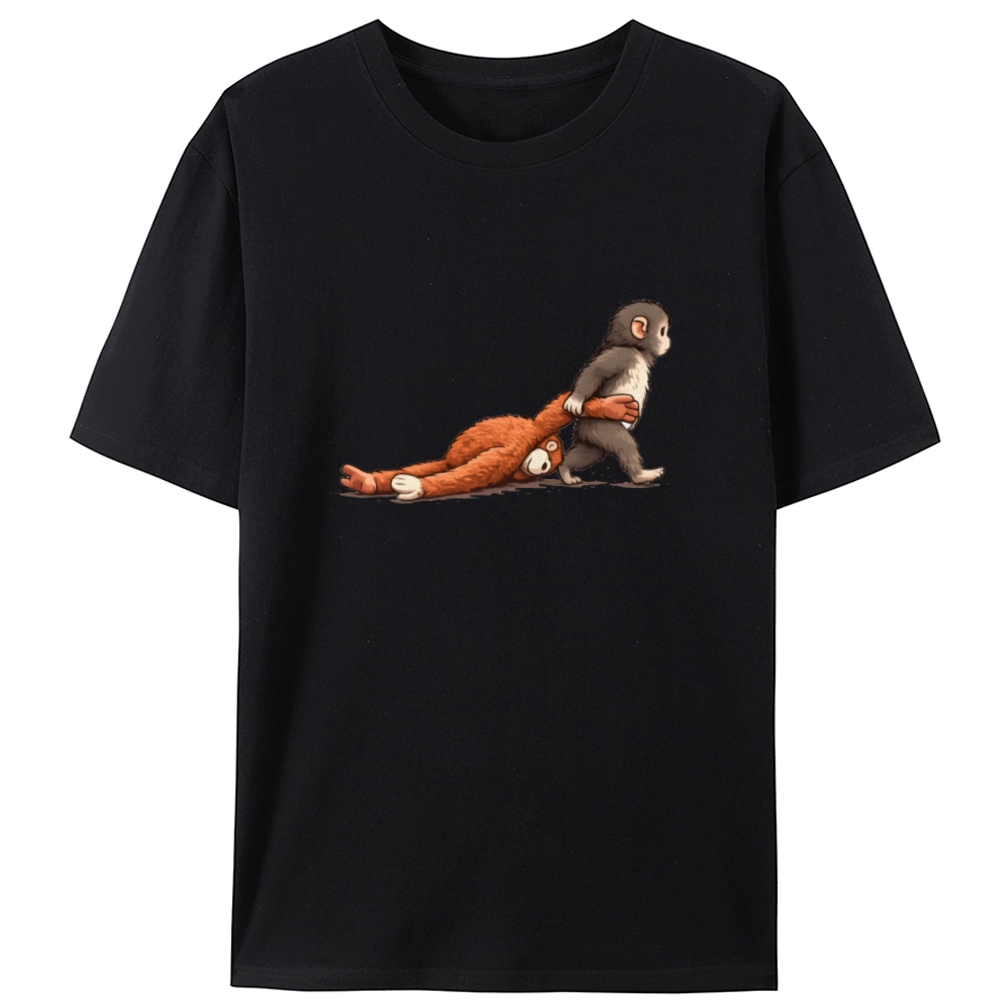 Punch-kun Monkey Meme Graphic Retro Designed for Women - Slim Fit Cotton Tee