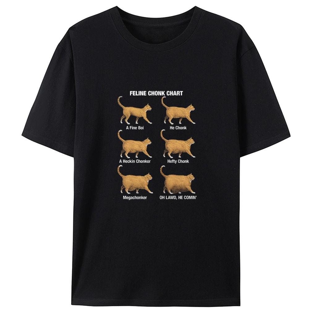 Feline Chonk Chart Cat Retro Designed for Women - Slim Fit Cotton Tee