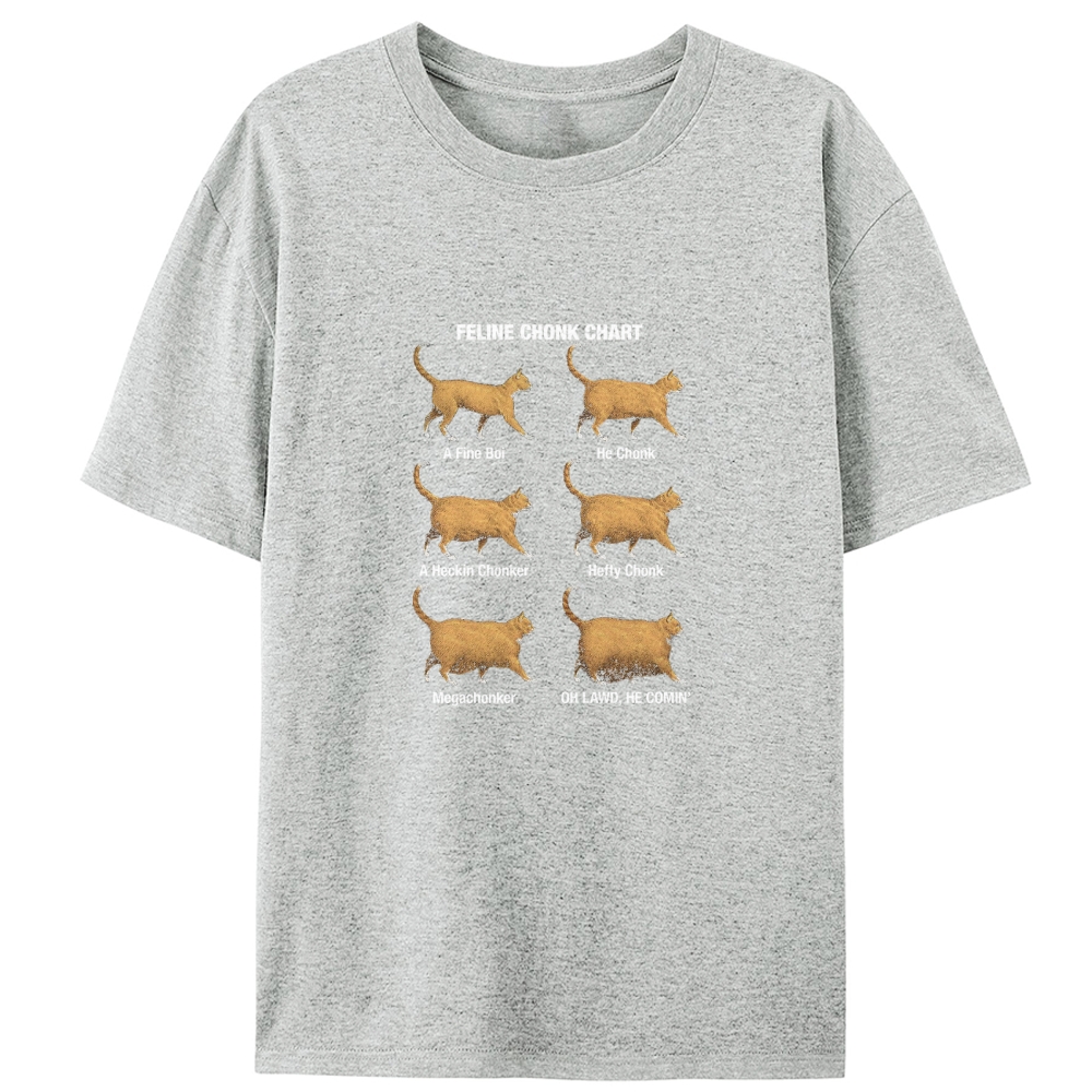 Feline Chonk Chart Cat Retro Designed for Women - Slim Fit Cotton Tee