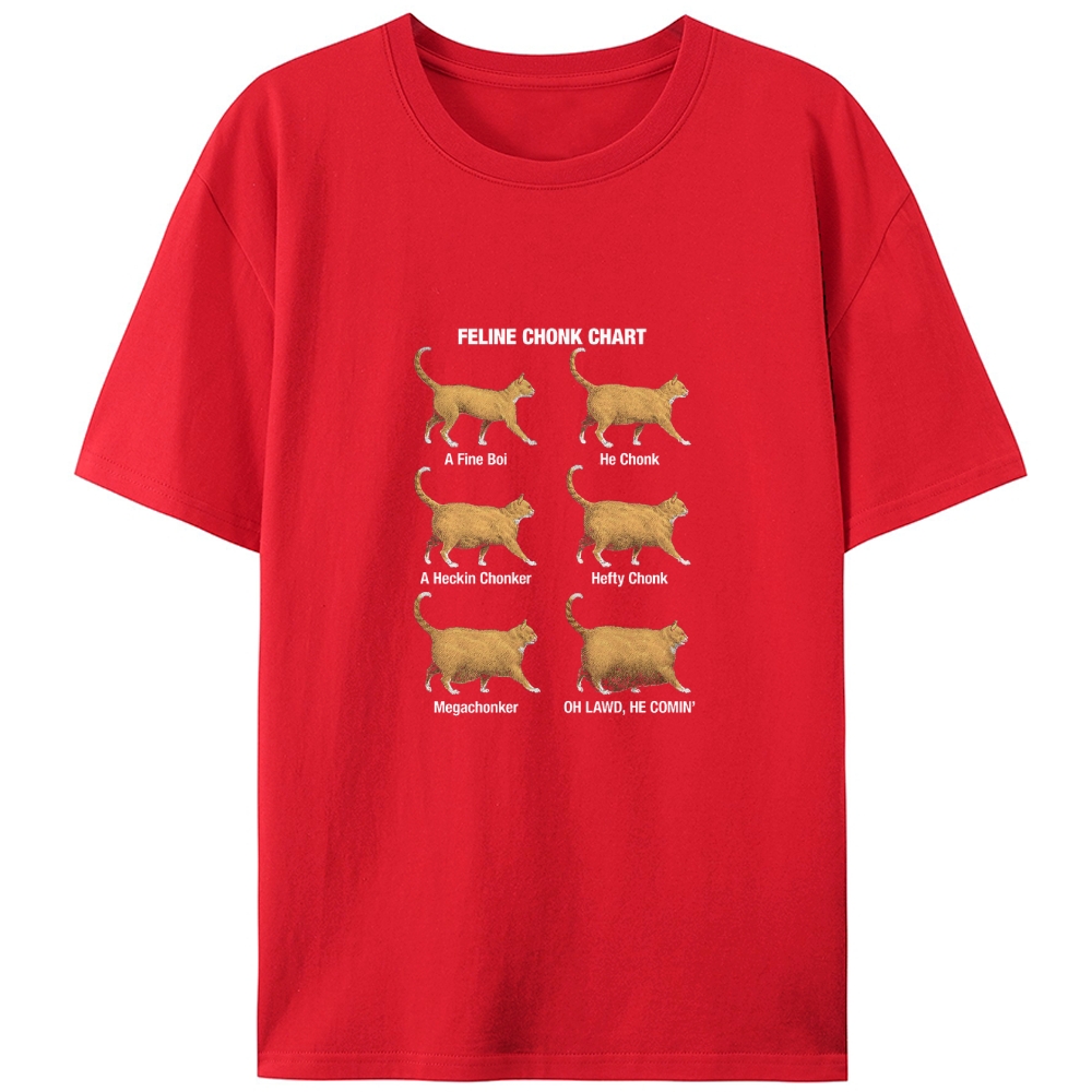 Feline Chonk Chart Cat Retro Designed for Women - Slim Fit Cotton Tee