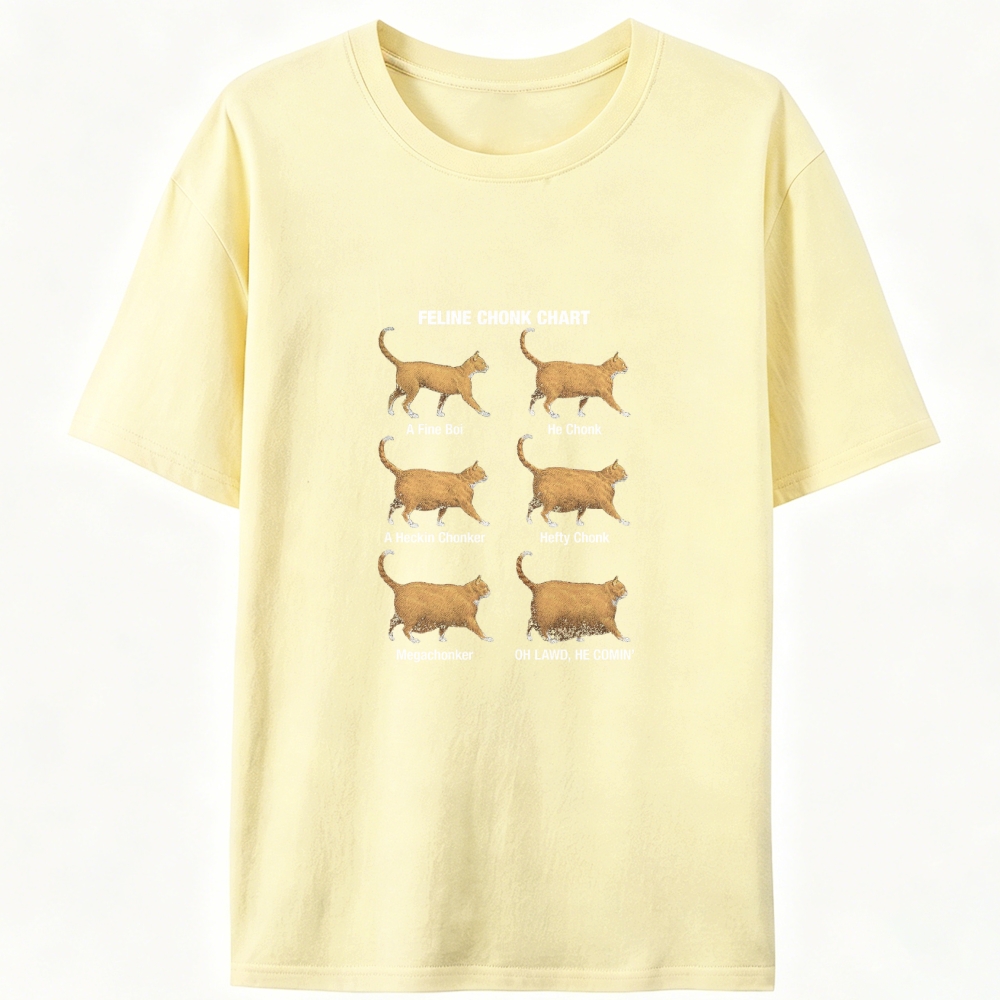 Feline Chonk Chart Cat Retro Designed for Women - Slim Fit Cotton Tee