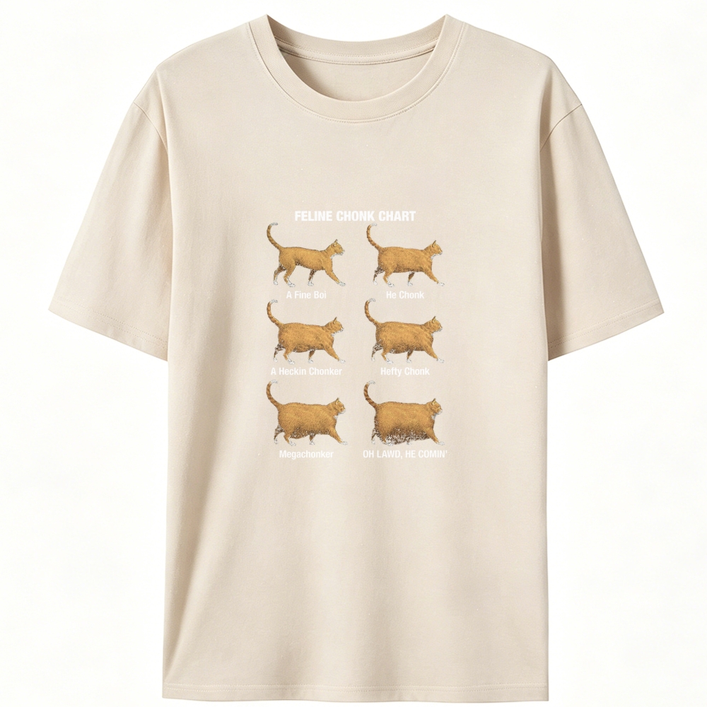 Feline Chonk Chart Cat Retro Designed for Women - Slim Fit Cotton Tee