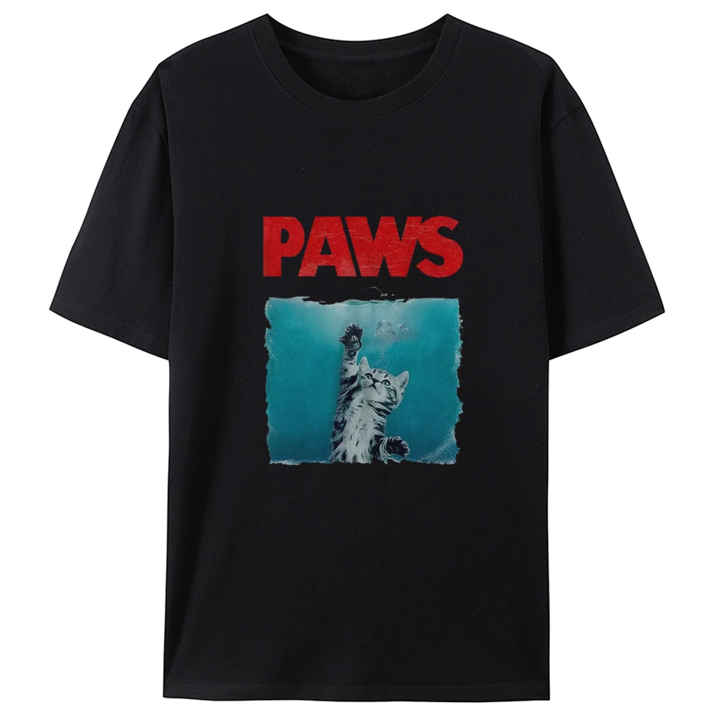PAWS Jaws Parody Retro Designed for Women - Slim Fit Cotton Tee