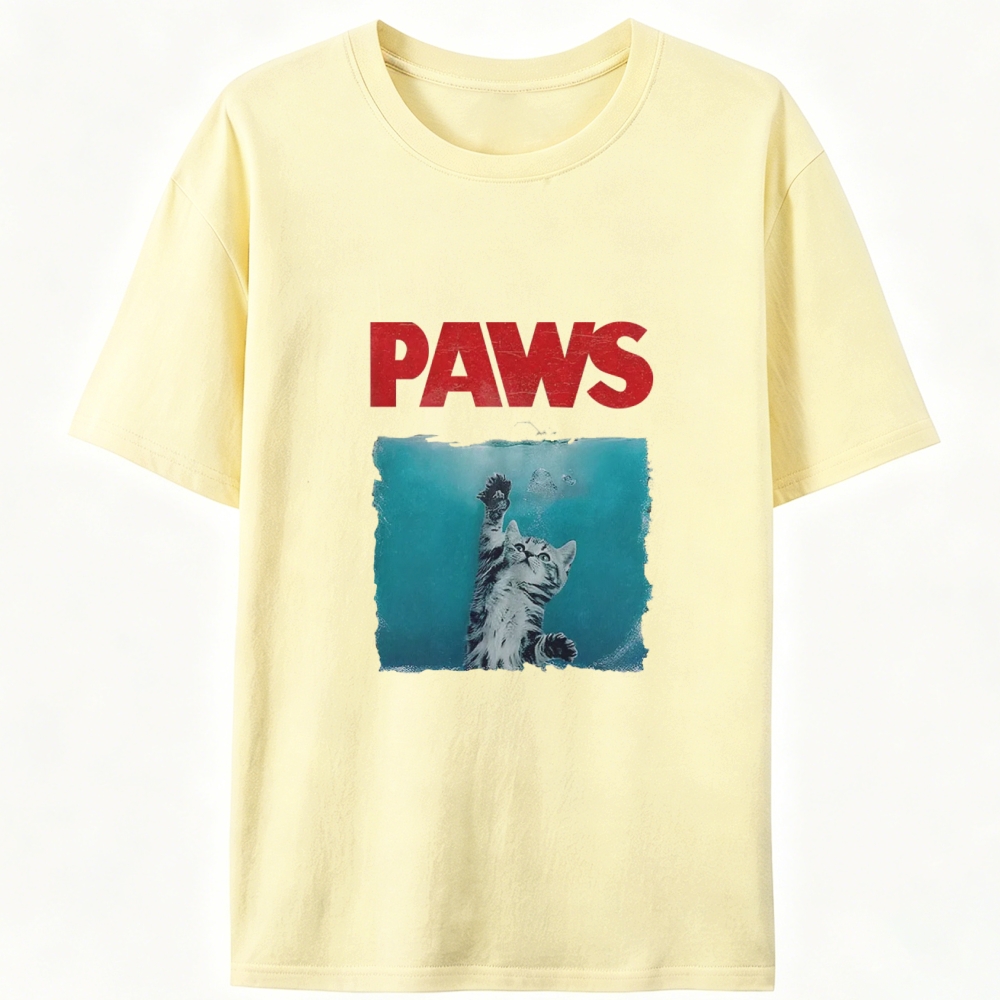 PAWS Jaws Parody Retro Designed for Women - Slim Fit Cotton Tee
