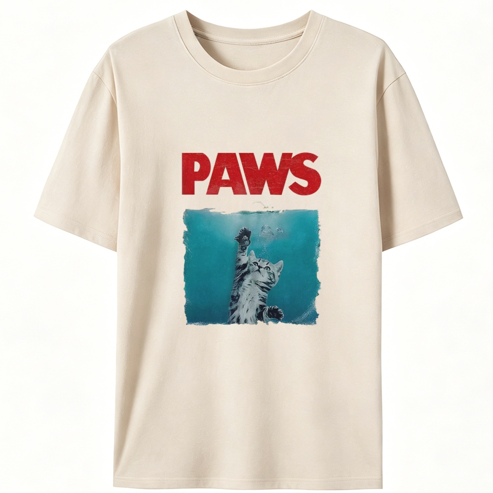 PAWS Jaws Parody Retro Designed for Women - Slim Fit Cotton Tee
