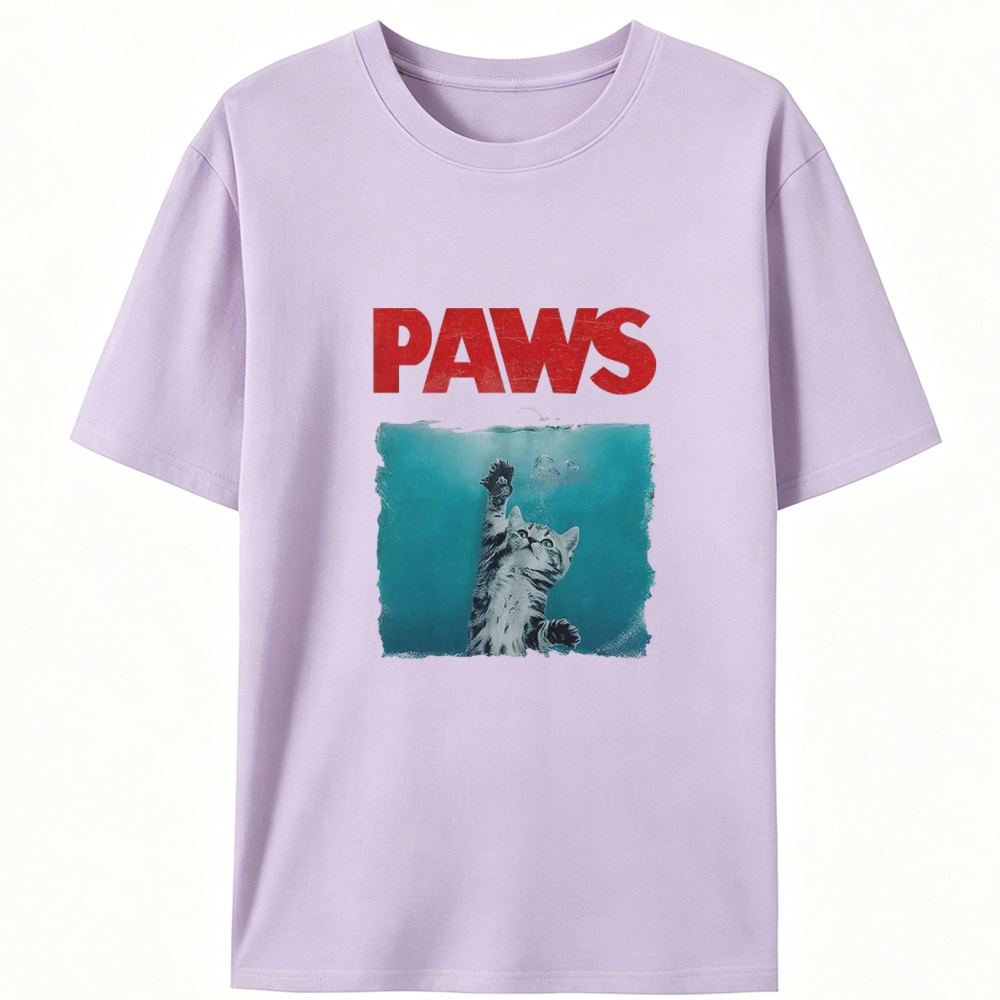 PAWS Jaws Parody Retro Designed for Women - Slim Fit Cotton Tee